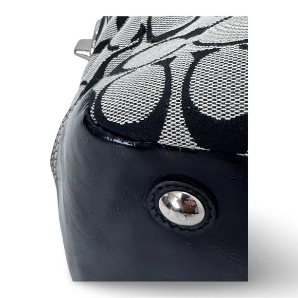 Coach Signature Turnlock Black Gray Jacquard Canvas Leather Trim F14281 - Picture 8 of 12